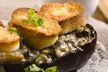 Image showing Baked stuffed eggplant