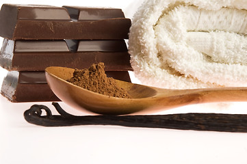 Image showing spa chocolate aromatherapy items