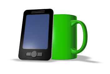 Image showing smartphone and mug