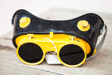 Image showing Close up safety metal and sparks protection glasses 