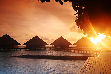 Image showing tropical island sunset