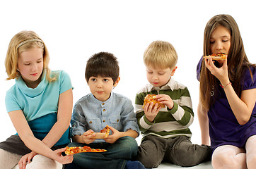 Image showing Children Eating Pizza