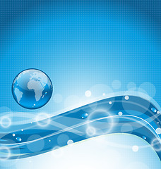 Image showing Abstract wavy water background with earth symbol 