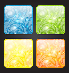 Image showing Set four seasonal icon with floral colorful background