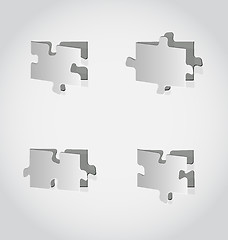 Image showing Cut out set puzzle pieces, grey paper