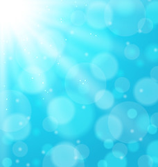 Image showing Abstract blue background with sunbeam