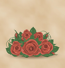 Image showing Vintage cute card with bouquet roses