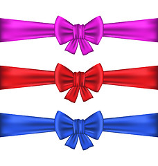 Image showing Set colorful gift bows with ribbons