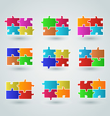 Image showing Collection abstract colorful puzzle pieces