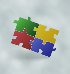 Image showing Vintage set colorful puzzle pieces