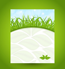 Image showing Ecology card with green grass and eco leaves