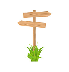 Image showing Wooden signboard for guidepost, grass