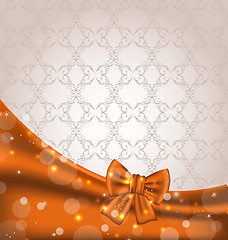 Image showing Cute brown backdrop with ribbon bow