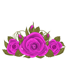 Image showing Bouquet beautiful roses isolated on white background