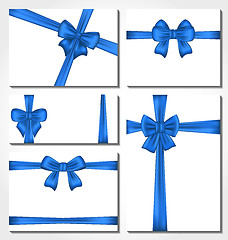 Image showing Set of blue gift bows for design packing