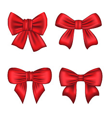 Image showing Set red gift bows isolated on white background