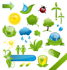 Image showing Set of green ecology icons 