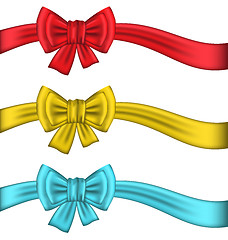 Image showing Collection colorful gift bows with ribbons