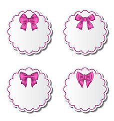 Image showing Set of beautiful cards with pink gift bows