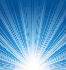 Image showing Abstract blue background with sunbeam