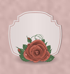 Image showing Retro cute card with red rose