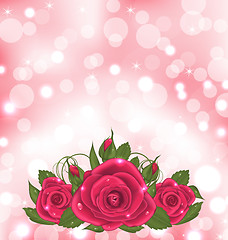 Image showing Luxury background with bouquet of pink roses