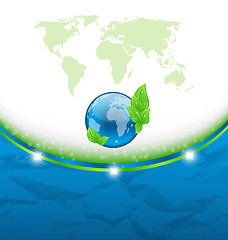 Image showing Eco background with earth map and environment symbol