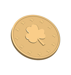 Image showing Golden coin with clover