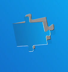 Image showing Cut out puzzle piece, blue paper