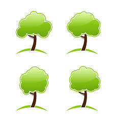 Image showing Abstract green various icons trees