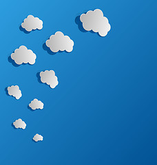 Image showing Set cut out paper clouds, speech bubbles 