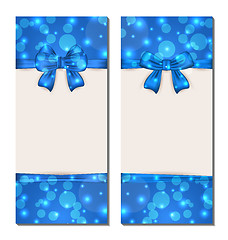 Image showing Set holiday cards with gift bows isolated