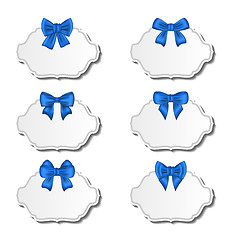 Image showing Collection beautiful labels with blue gift bows