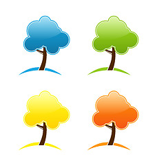 Image showing Four seasonal icons with tree