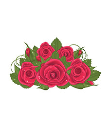 Image showing Bouquet red roses isolated on white background