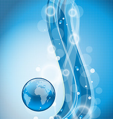 Image showing Illustration wavy water background with earth planet