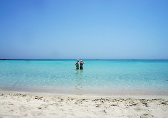 Image showing Beautiful turquoise sea and white sand