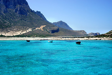 Image showing Beautiful turquoise sea and boat