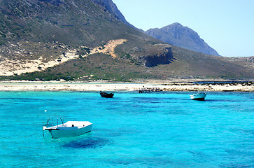 Image showing Beautiful turquoise sea and boat