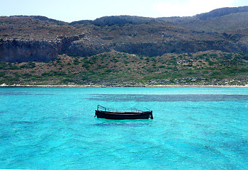 Image showing Beautiful turquoise sea and boat