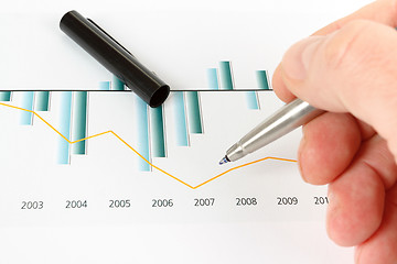 Image showing men analyzing business graph 