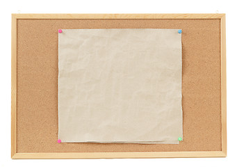 Image showing empty crumple papers on cork board