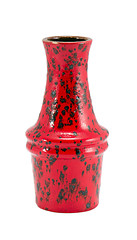 Image showing colorful painted red ceramic vase isolated white 