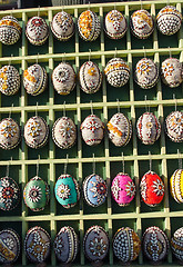 Image showing handmade easter eggs imitation decor spring fair 