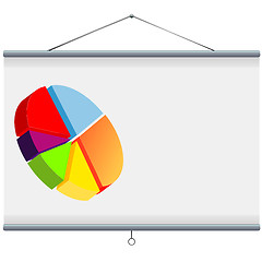 Image showing Projector screen with pie chart