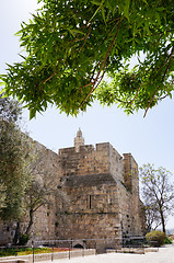 Image showing Tower of david and Jerusalem walls