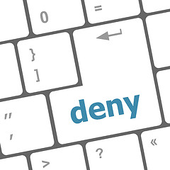 Image showing deny word on computer pc keyboard key