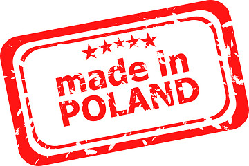 Image showing Red rubber stamp of made in poland