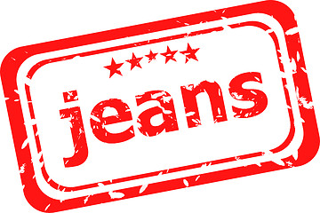 Image showing word jeans on red rubber stamp