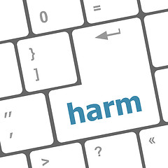 Image showing harm word on computer pc keyboard key